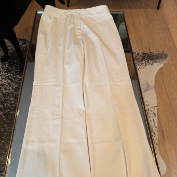 Pre-Loved Nili Lotan Cream Twill Wide Leg Pant - Size 6 - Picture 4 of 9